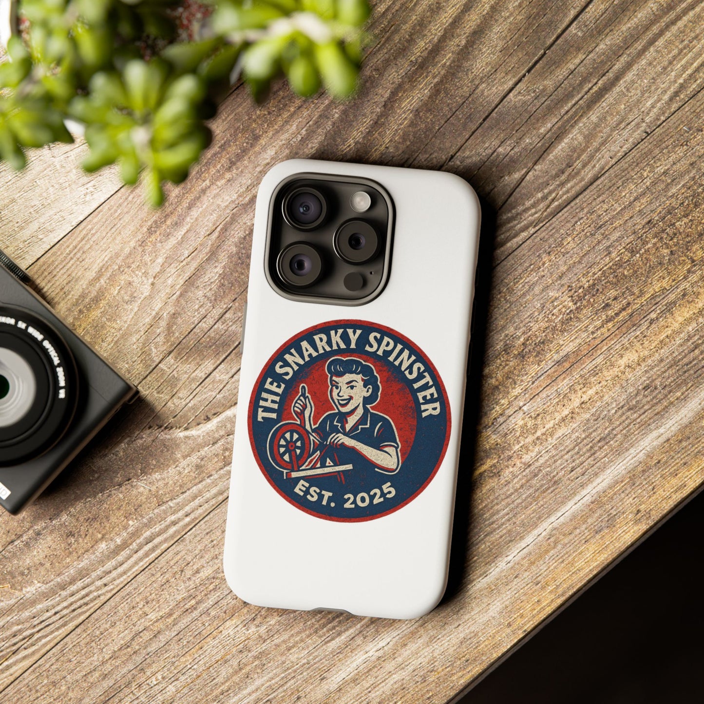 Snarky Spinster Phone Case, Quirky Phone Holder, Funny Smartphone Cover, Gift for Crafters, Humor Accessories, Custom Tech Case