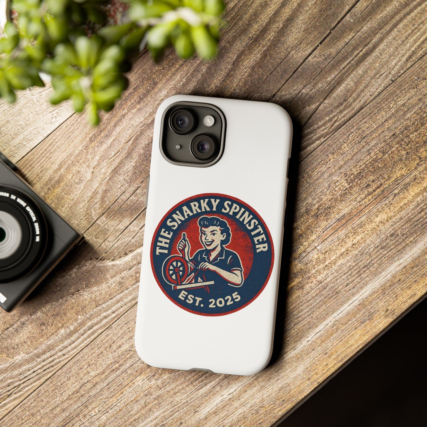 Snarky Spinster Phone Case, Quirky Phone Holder, Funny Smartphone Cover, Gift for Crafters, Humor Accessories, Custom Tech Case
