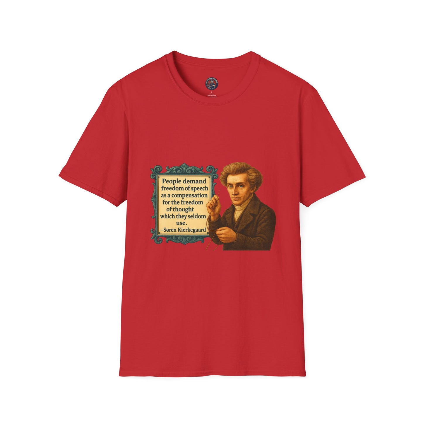 Philosophical Kierkegaard Quote Unisex Softstyle T-Shirt, Søren Kierkegaard Tee, Existentialist Clothing, Inspirational Graphic Top,