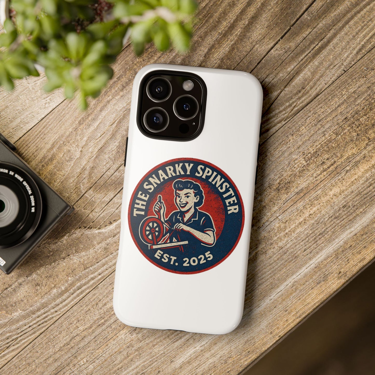 Snarky Spinster Phone Case, Quirky Phone Holder, Funny Smartphone Cover, Gift for Crafters, Humor Accessories, Custom Tech Case