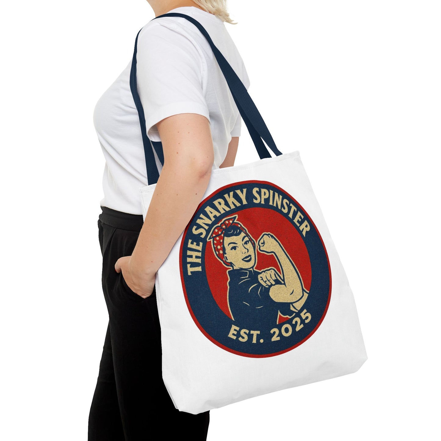 Rosie the Snarky Spinster Tote Bag - Fun Grocery Bag, Gift for Feminists, Retro Style, Sustainability, Everyday Use