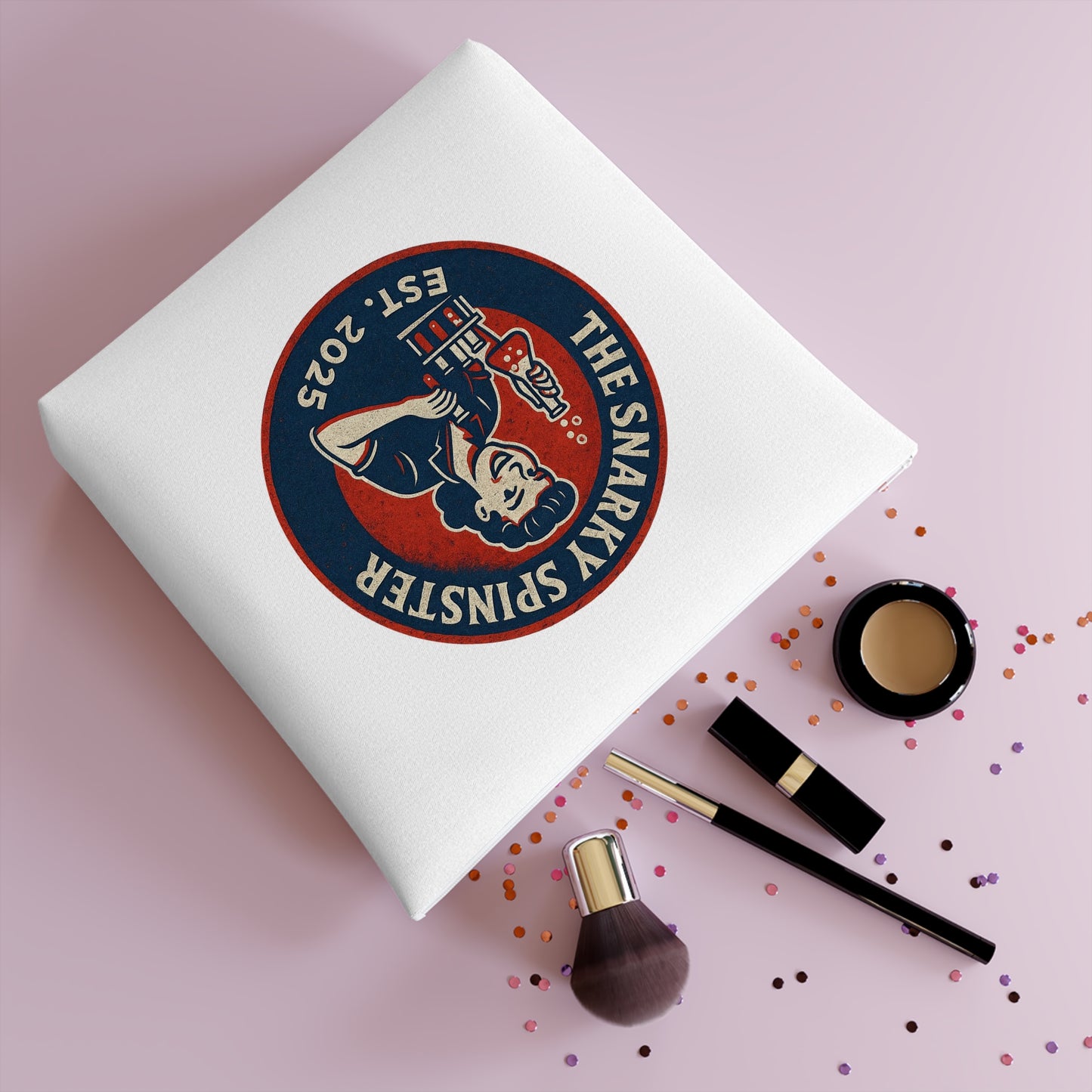 BioChem Snarky Spinster Cosmetic Bag - Fun Makeup Pouch for Artsy Women, Gift for Friends, Travel Organizer, Birthday Present, Holiday Essentials