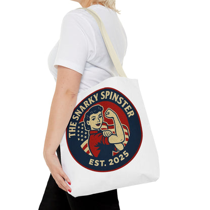 Patriotic Snarky Spinster Tote Bag - Fun Grocery Bag, Gift for Feminists, Retro Style, Sustainability, Everyday Use