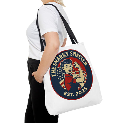 Patriotic Snarky Spinster Tote Bag - Fun Grocery Bag, Gift for Feminists, Retro Style, Sustainability, Everyday Use