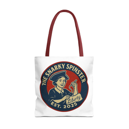 The Liberty Snarky Spinster Tote Bag - Fun Grocery Bag, Gift for Feminists, Retro Style, Sustainability, Everyday Use