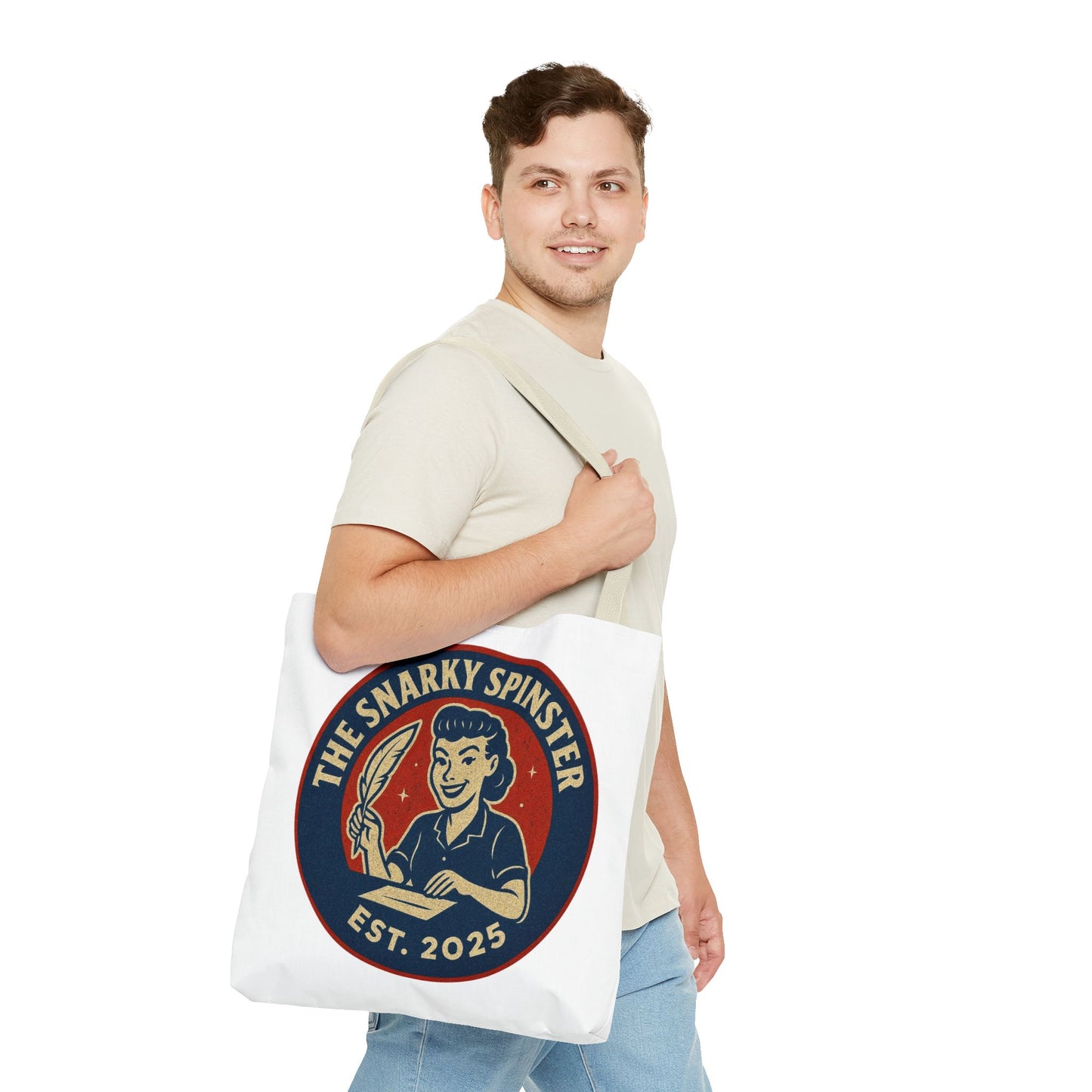 Lit Snarky Spinster Tote Bag - Fun Grocery Bag, Gift for Feminists, Retro Style, Sustainability, Everyday Use