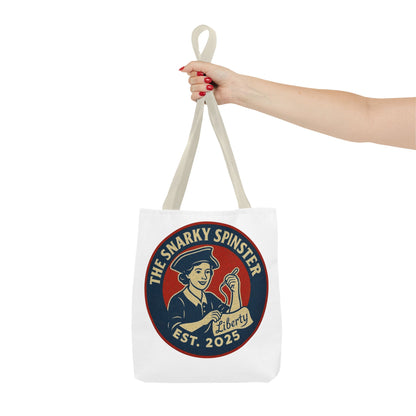 The Liberty Snarky Spinster Tote Bag - Fun Grocery Bag, Gift for Feminists, Retro Style, Sustainability, Everyday Use