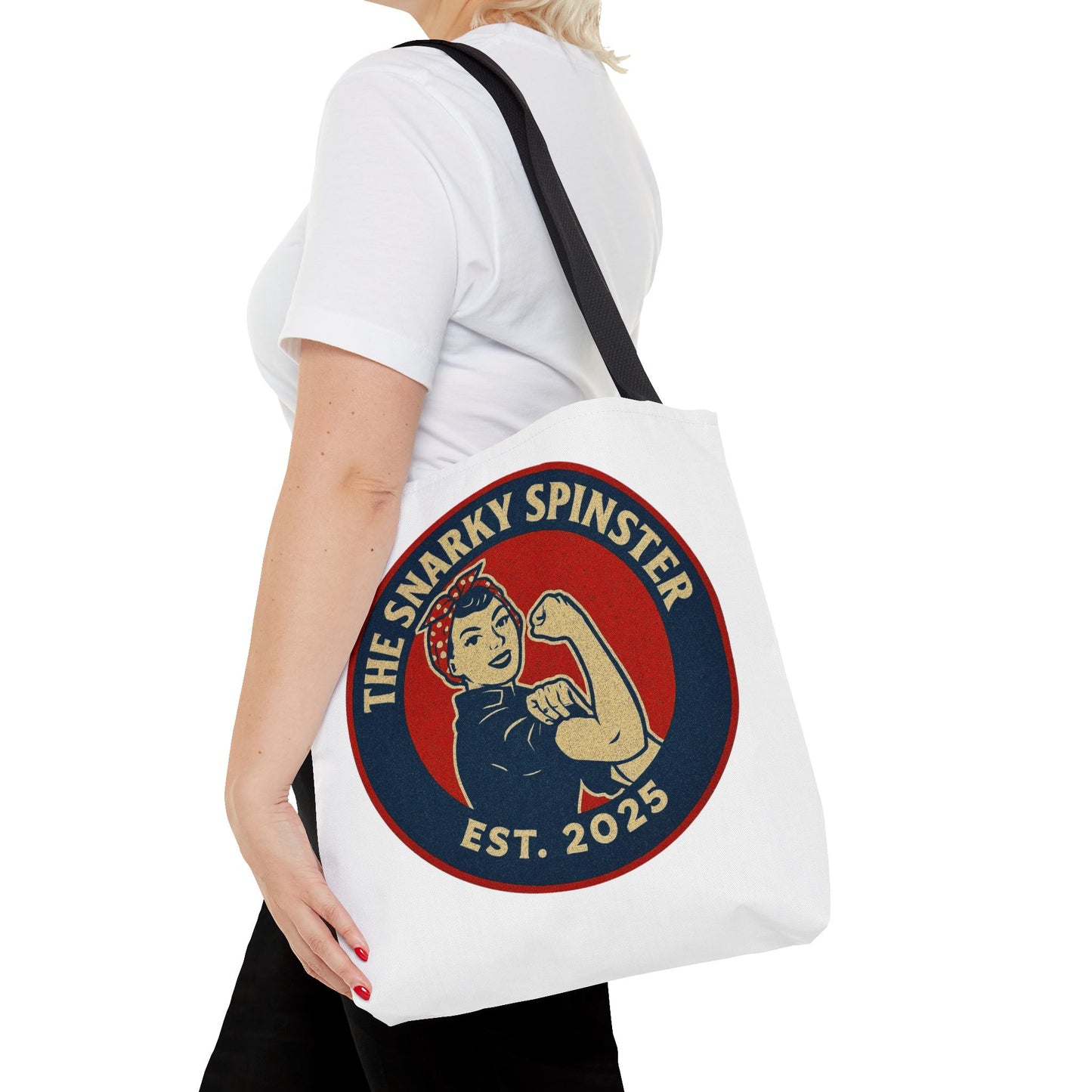 Rosie the Snarky Spinster Tote Bag - Fun Grocery Bag, Gift for Feminists, Retro Style, Sustainability, Everyday Use