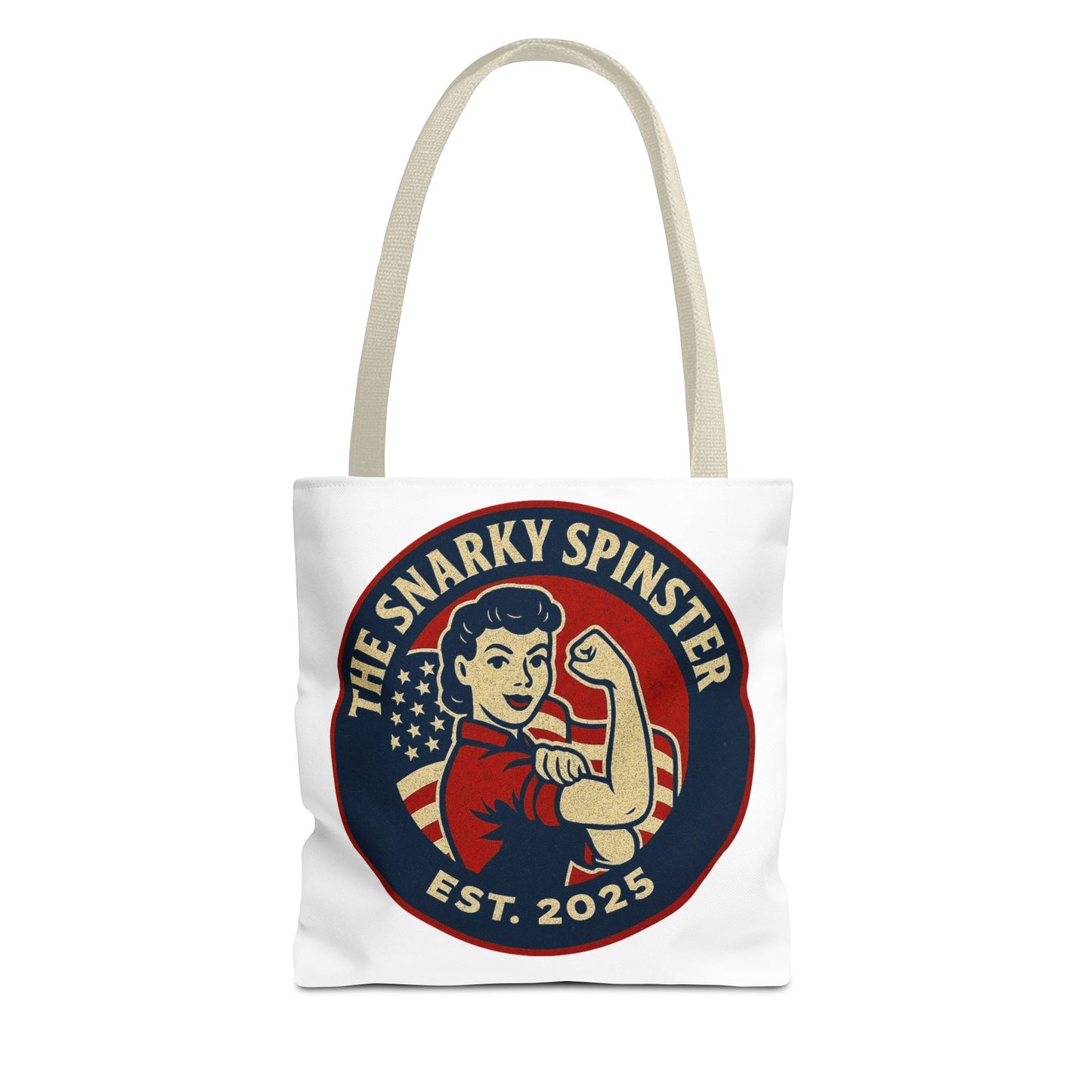 Patriotic Snarky Spinster Tote Bag - Fun Grocery Bag, Gift for Feminists, Retro Style, Sustainability, Everyday Use