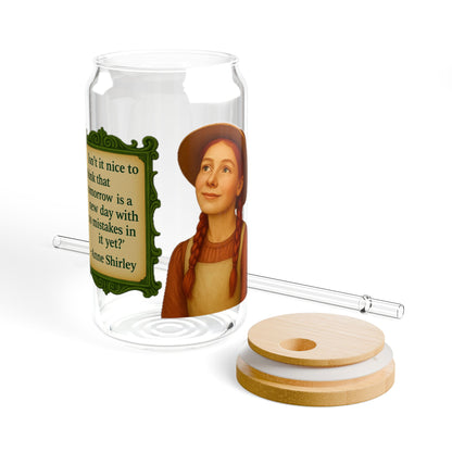 Anne Shirley Vintage Sipper Glass, 16oz Mason Jar, Retro Drinkware, Happy Hour Gift, Eco-friendly Beverage Container, Party Favor