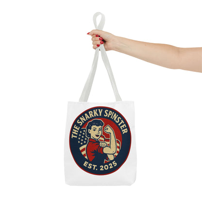 Patriotic Snarky Spinster Tote Bag - Fun Grocery Bag, Gift for Feminists, Retro Style, Sustainability, Everyday Use