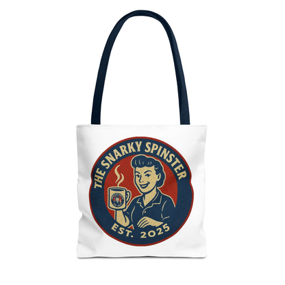 Coffee Crazed Snarky Spinster Tote Bag - Fun Grocery Bag, Gift for Feminists, Retro Style, Sustainability, Everyday Use