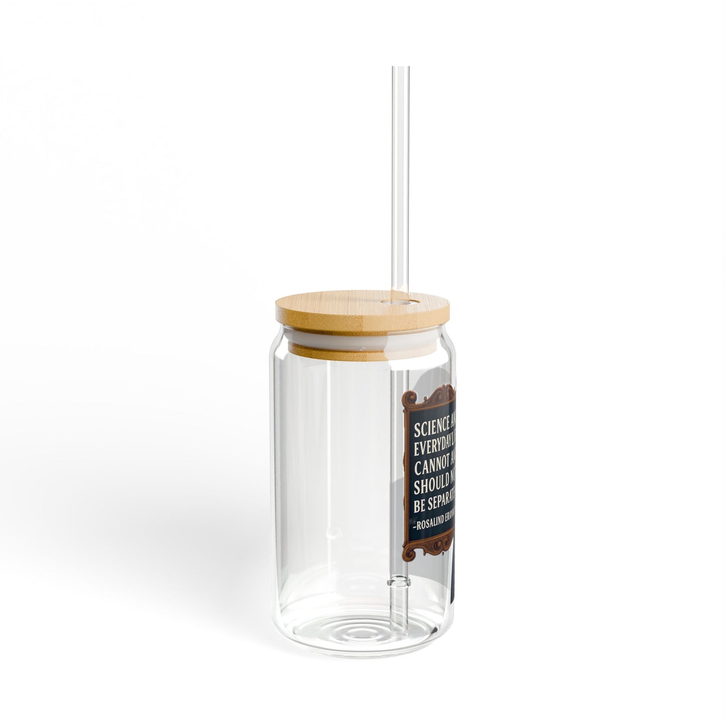 Rosalind Franklin Vintage Sipper Glass, 16oz Mason Jar, Retro Drinkware, Happy Hour Gift, Eco-friendly Beverage Container, Party Favor