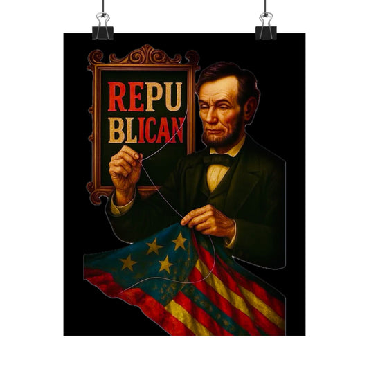 Copy of Vintage Political Art Poster, Matte Wall Decor, Retro Lincoln Artwork, Democratic Party Tribute, Home Office Decor
