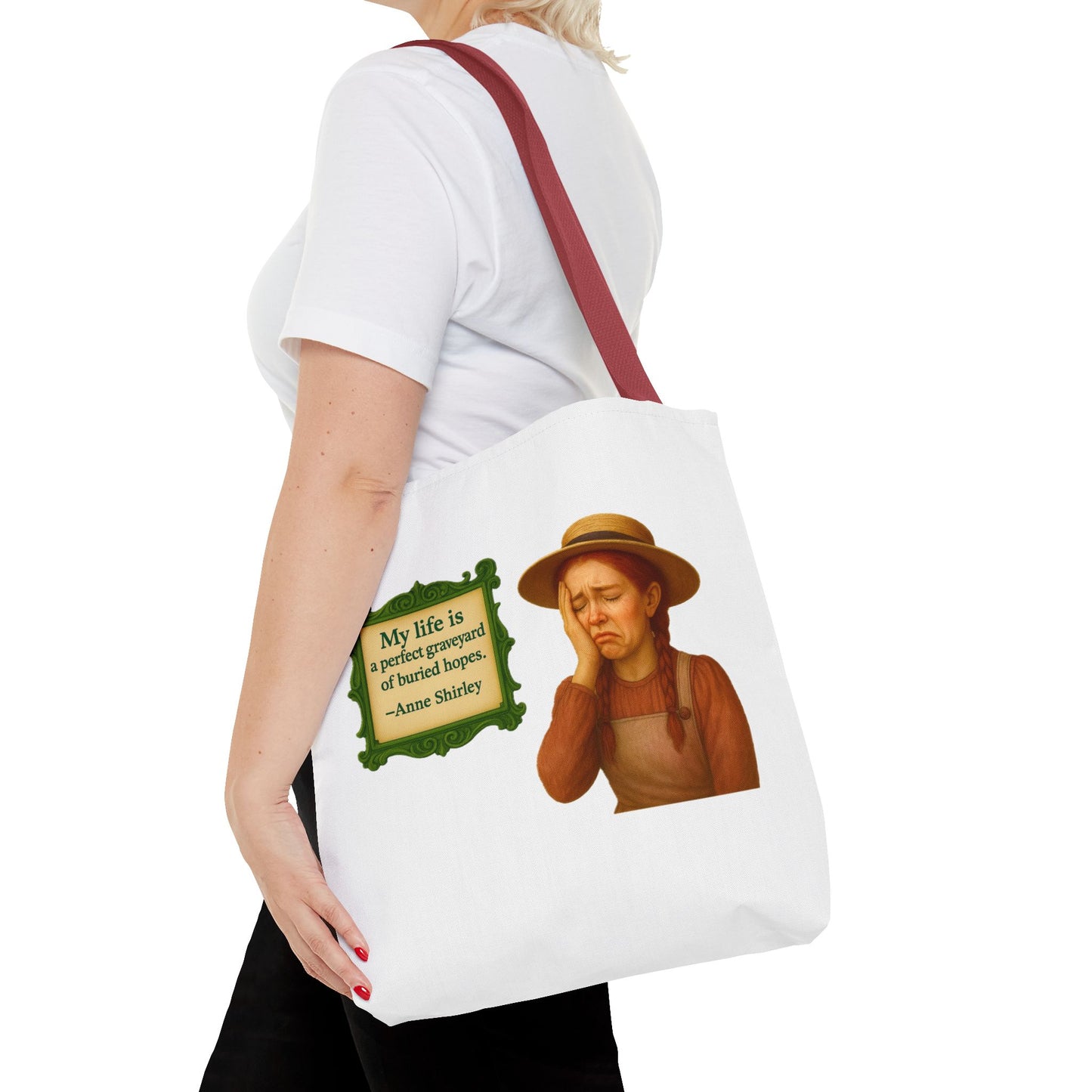 Anne Shirley Tote Bag - The Snarky Spinster, Book Lover Gift, Funny Library Bag, Reading Accessory, Literary Pun Design, Gifts for Readers