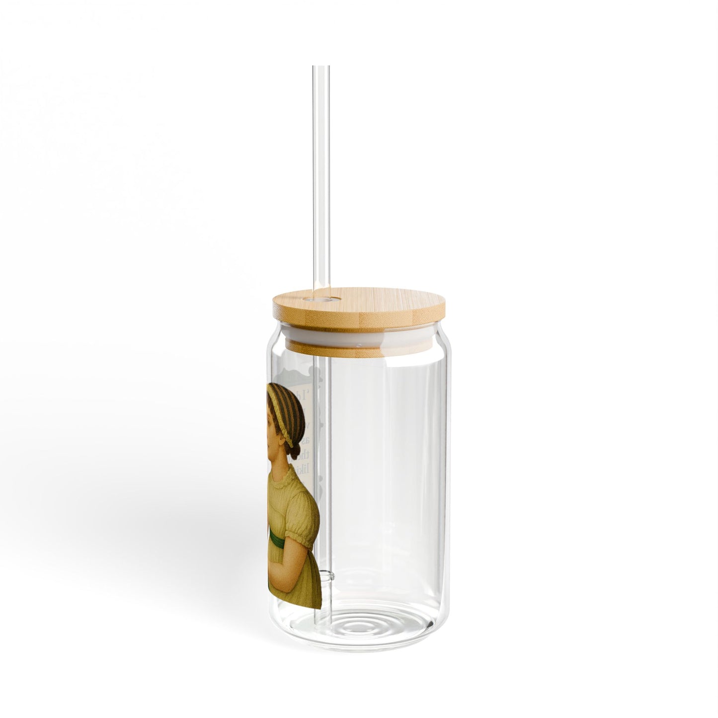 Jane Austen Vintage Sipper Glass, 16oz Mason Jar, Retro Drinkware, Happy Hour Gift, Eco-friendly Beverage Container, Party Favor