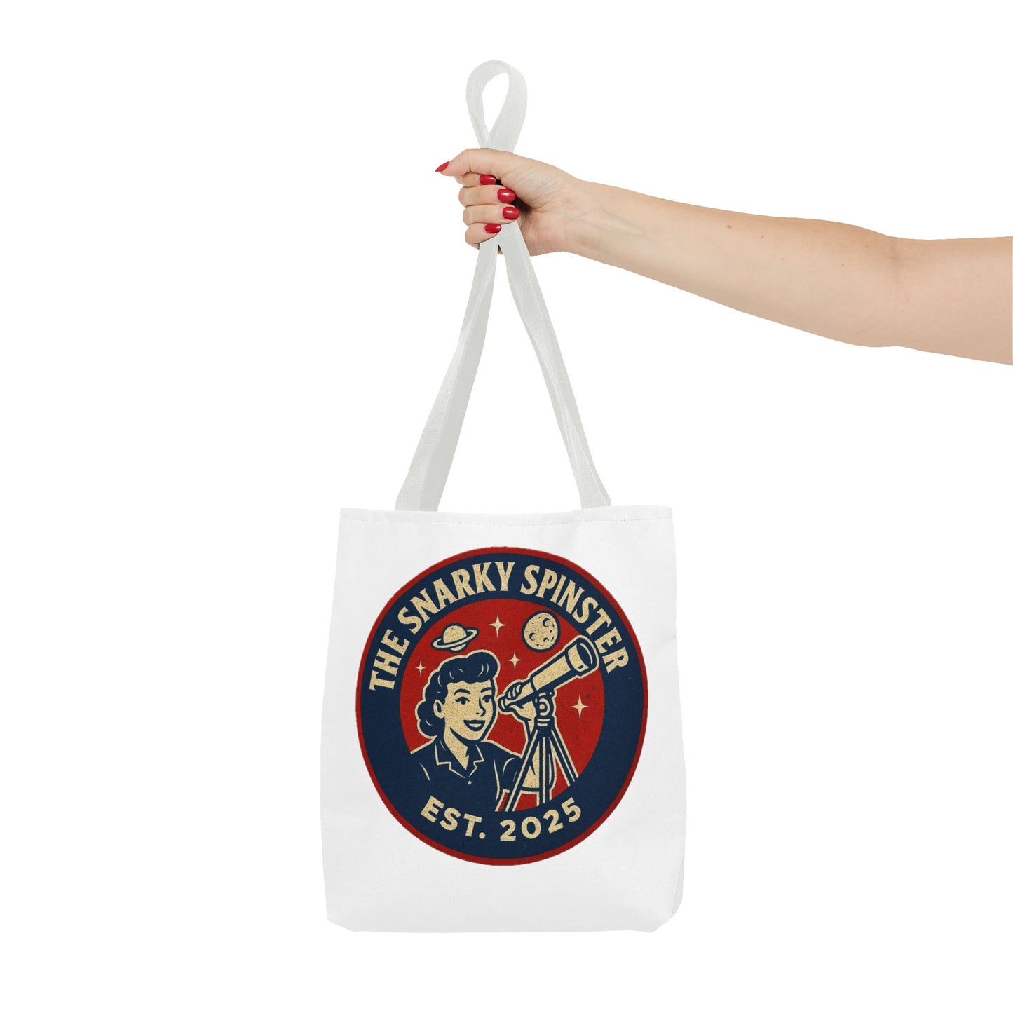 Copy of Patriotic Snarky Spinster Tote Bag - Fun Grocery Bag, Gift for Feminists, Retro Style, Sustainability, Everyday Use