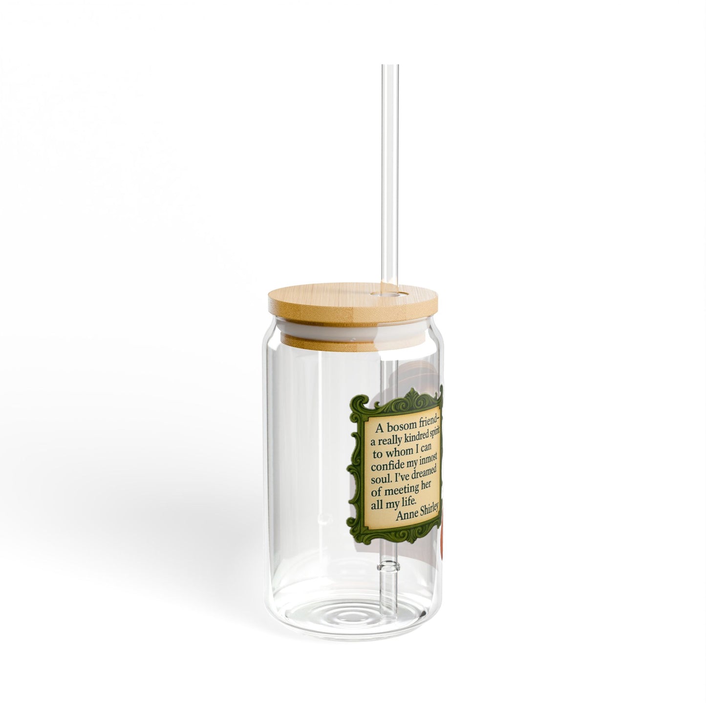 Anne Shirley Vintage Sipper Glass, 16oz Mason Jar, Retro Drinkware, Happy Hour Gift, Eco-friendly Beverage Container, Party Favor