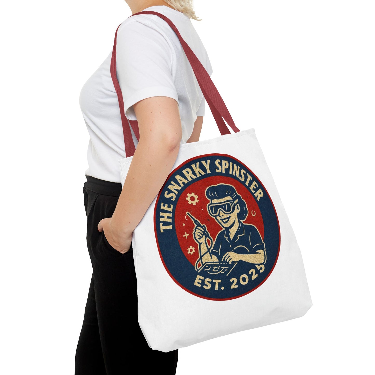 Tech Queen Snarky Spinster Tote Bag - Fun Grocery Bag, Gift for Feminists, Retro Style, Sustainability, Everyday Use