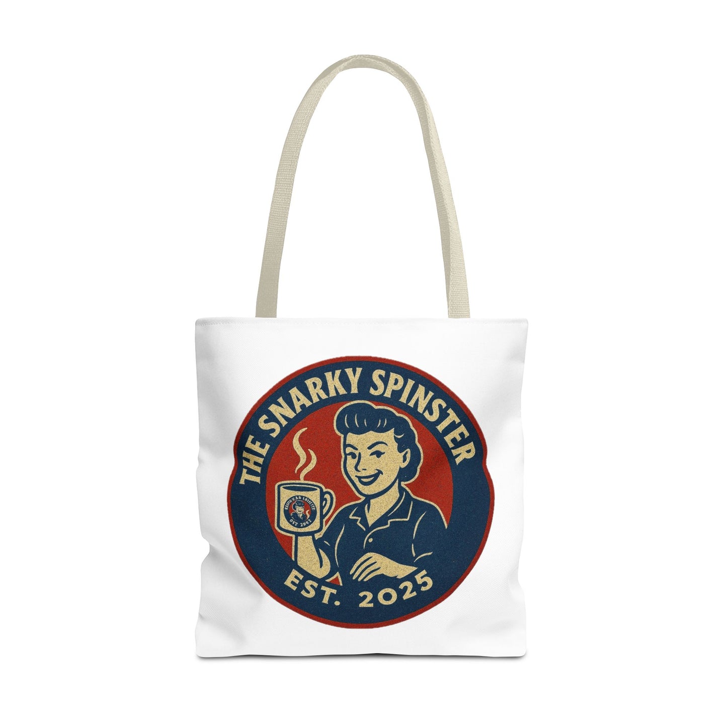 Coffee Crazed Snarky Spinster Tote Bag - Fun Grocery Bag, Gift for Feminists, Retro Style, Sustainability, Everyday Use