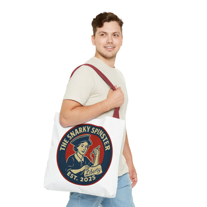 The Liberty Snarky Spinster Tote Bag - Fun Grocery Bag, Gift for Feminists, Retro Style, Sustainability, Everyday Use