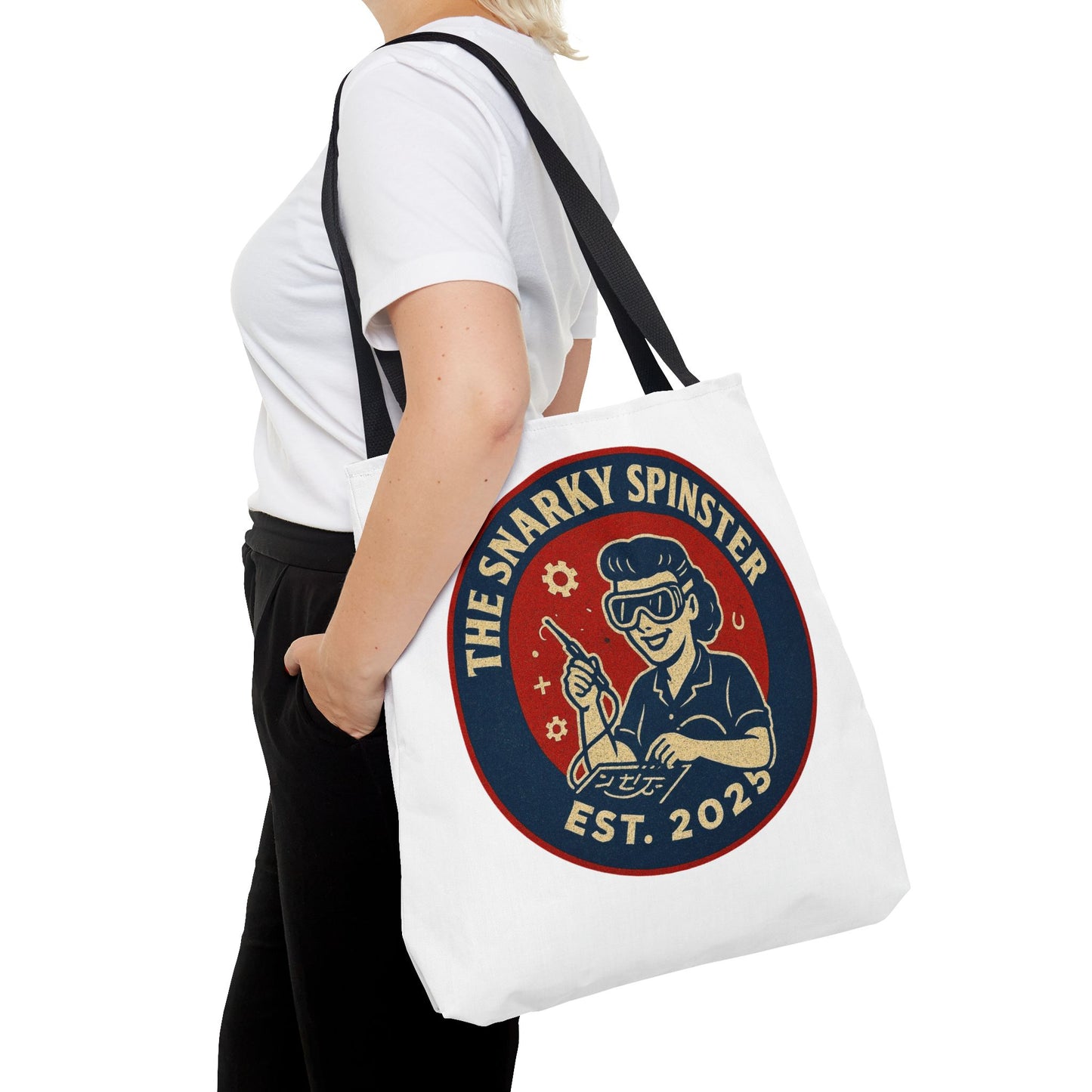 Tech Queen Snarky Spinster Tote Bag - Fun Grocery Bag, Gift for Feminists, Retro Style, Sustainability, Everyday Use