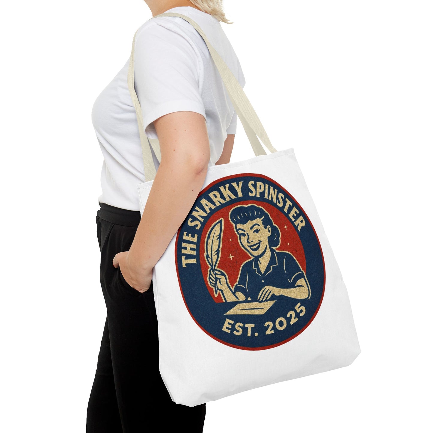 Lit Snarky Spinster Tote Bag - Fun Grocery Bag, Gift for Feminists, Retro Style, Sustainability, Everyday Use