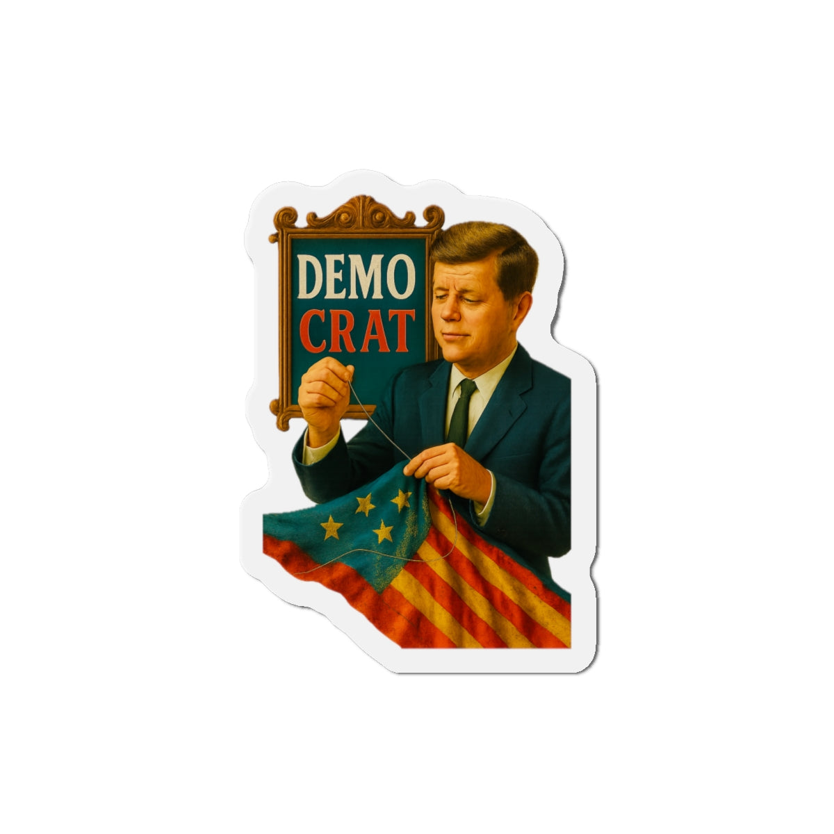 JFK Die-Cut Magnet - Fun Home Decor, Gift for Crafters, Quirky Kitchen Decor, Artsy Refrigerator Magnet, Unique Gift Idea
