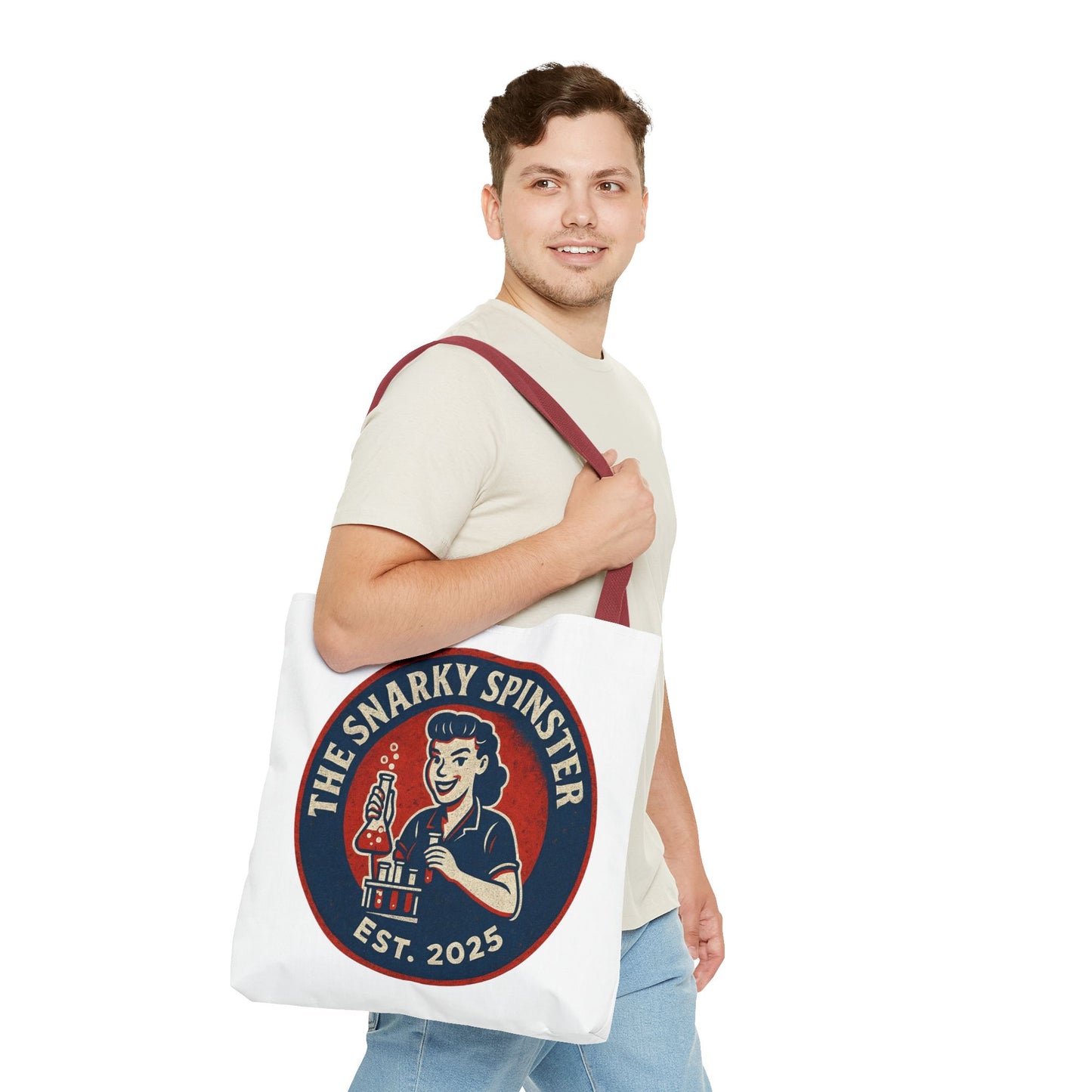 STEM Tote Bag - The Snarky Spinstee, Book Lover Gift, Funny Library Bag, Reading Accessory, Literary Pun Design, Gifts for Readers