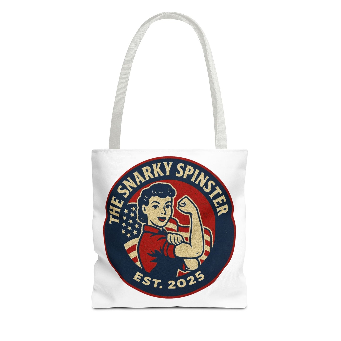 Patriotic Snarky Spinster Tote Bag - Fun Grocery Bag, Gift for Feminists, Retro Style, Sustainability, Everyday Use
