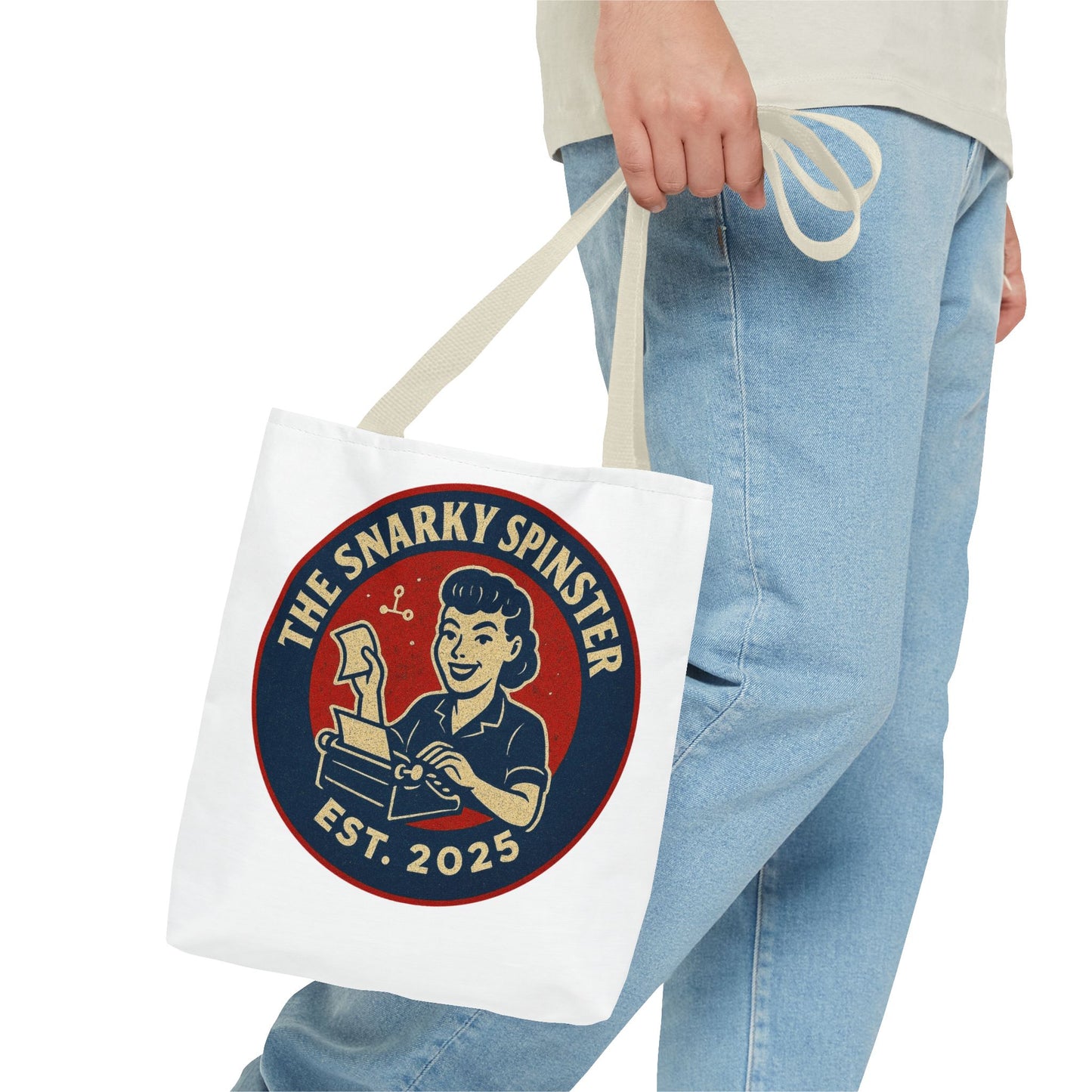 The Writer Snarky Spinster Tote Bag - Fun Grocery Bag, Gift for Feminists, Retro Style, Sustainability, Everyday Use