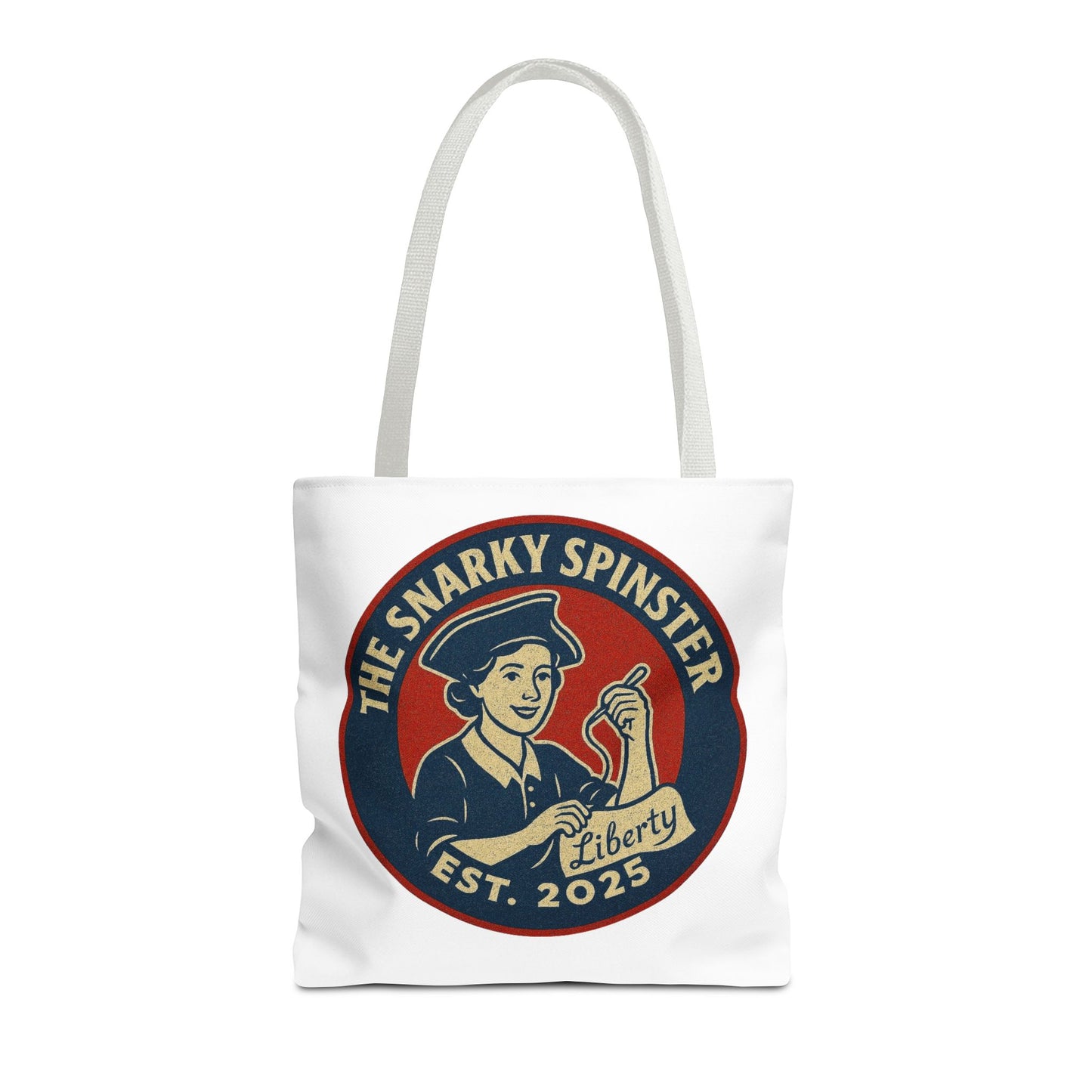The Liberty Snarky Spinster Tote Bag - Fun Grocery Bag, Gift for Feminists, Retro Style, Sustainability, Everyday Use