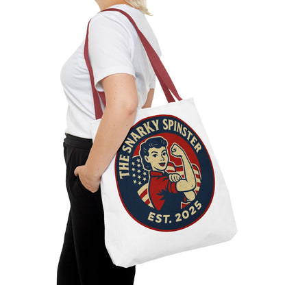 Patriotic Snarky Spinster Tote Bag - Fun Grocery Bag, Gift for Feminists, Retro Style, Sustainability, Everyday Use