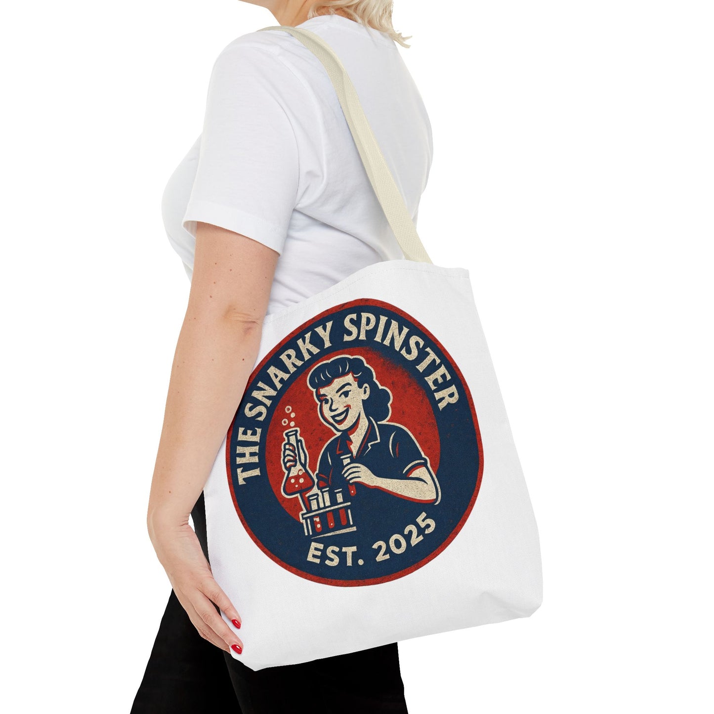 STEM Tote Bag - The Snarky Spinstee, Book Lover Gift, Funny Library Bag, Reading Accessory, Literary Pun Design, Gifts for Readers