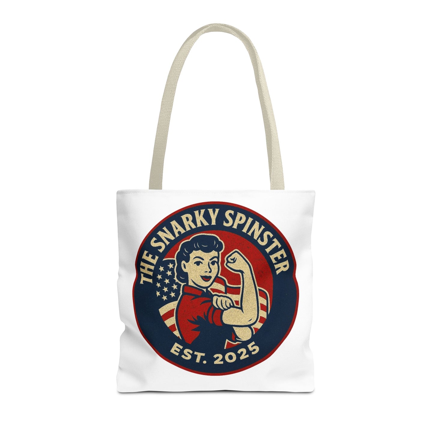 Patriotic Snarky Spinster Tote Bag - Fun Grocery Bag, Gift for Feminists, Retro Style, Sustainability, Everyday Use