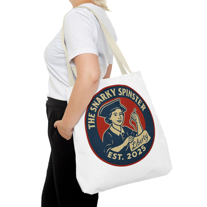 The Liberty Snarky Spinster Tote Bag - Fun Grocery Bag, Gift for Feminists, Retro Style, Sustainability, Everyday Use