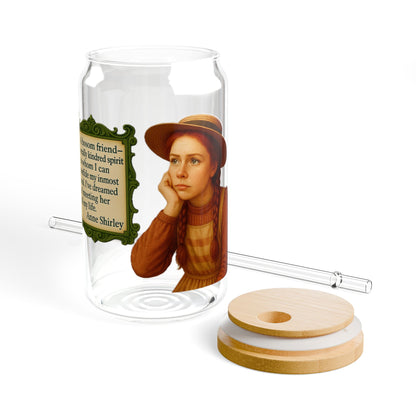 Anne Shirley Vintage Sipper Glass, 16oz Mason Jar, Retro Drinkware, Happy Hour Gift, Eco-friendly Beverage Container, Party Favor