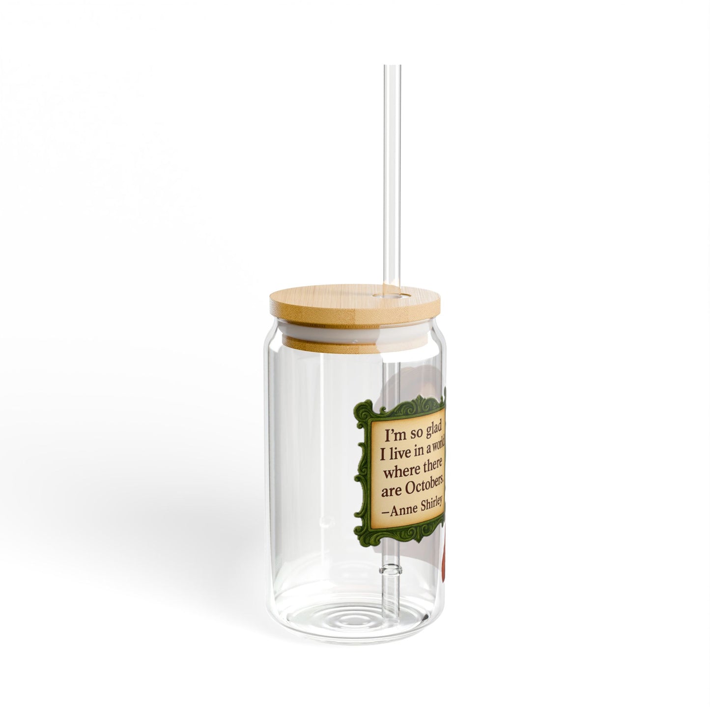 Anne Shirley Vintage Sipper Glass, 16oz Mason Jar, Retro Drinkware, Happy Hour Gift, Eco-friendly Beverage Container, Party Favor