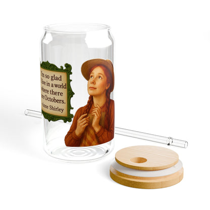 Anne Shirley Vintage Sipper Glass, 16oz Mason Jar, Retro Drinkware, Happy Hour Gift, Eco-friendly Beverage Container, Party Favor