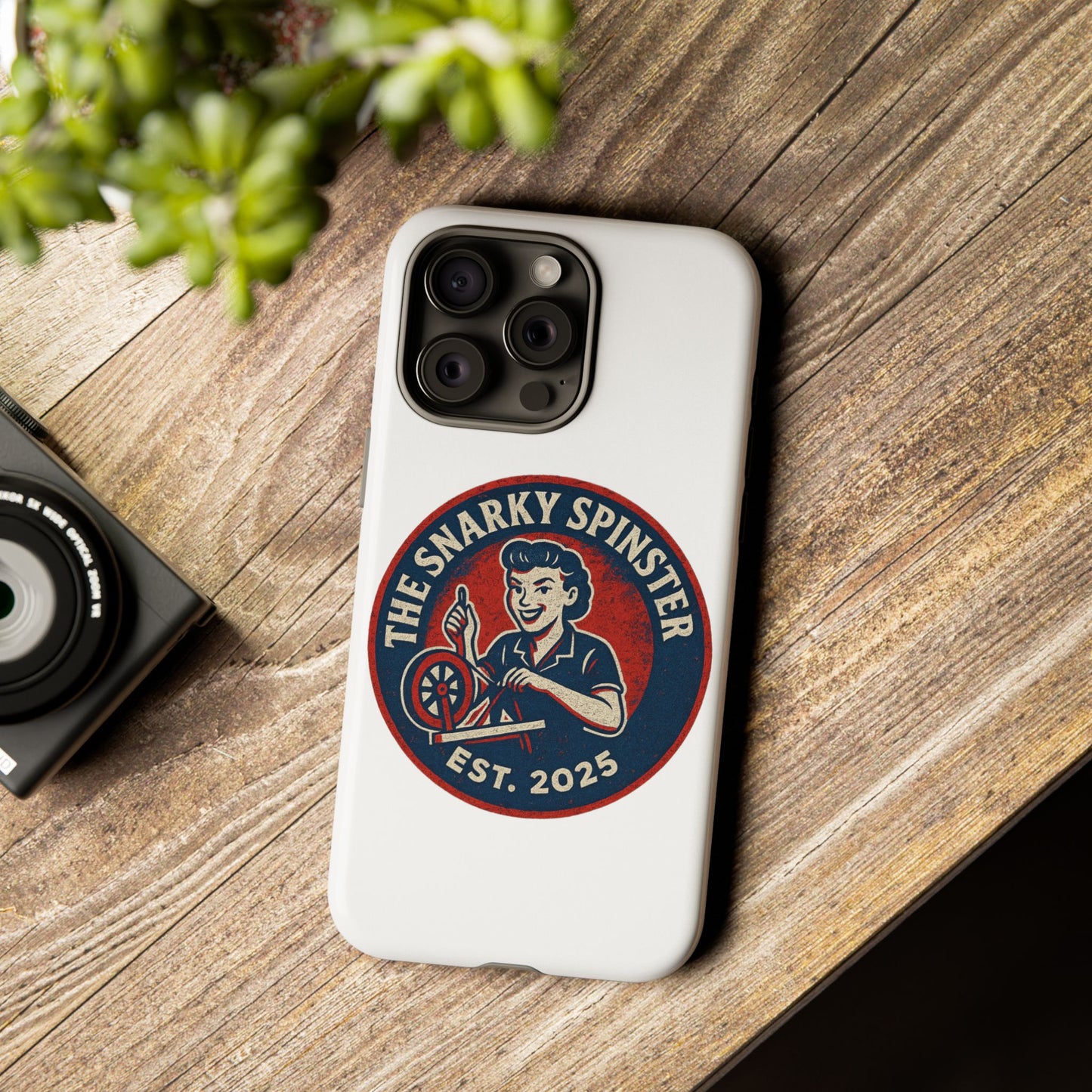 Snarky Spinster Phone Case, Quirky Phone Holder, Funny Smartphone Cover, Gift for Crafters, Humor Accessories, Custom Tech Case