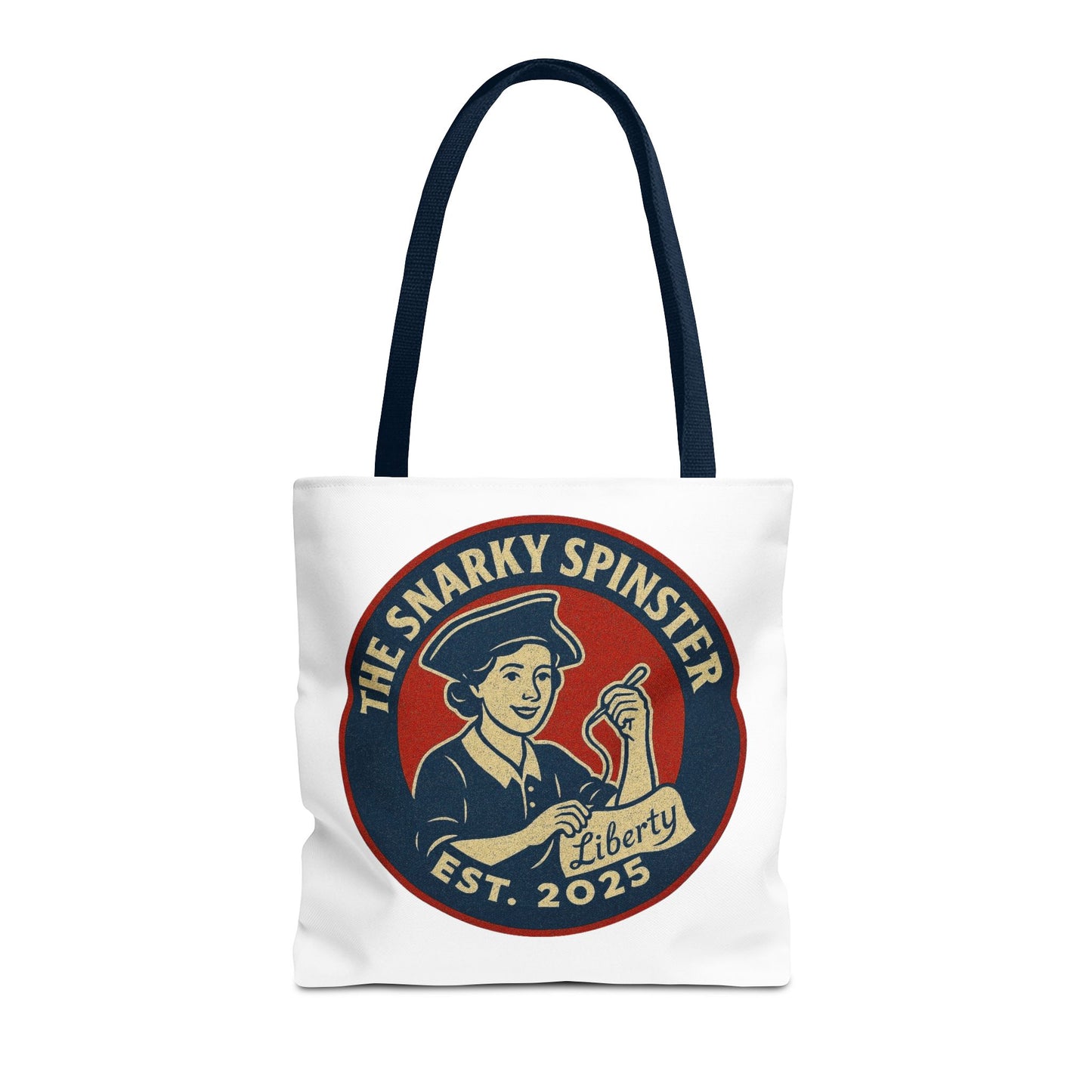 The Liberty Snarky Spinster Tote Bag - Fun Grocery Bag, Gift for Feminists, Retro Style, Sustainability, Everyday Use