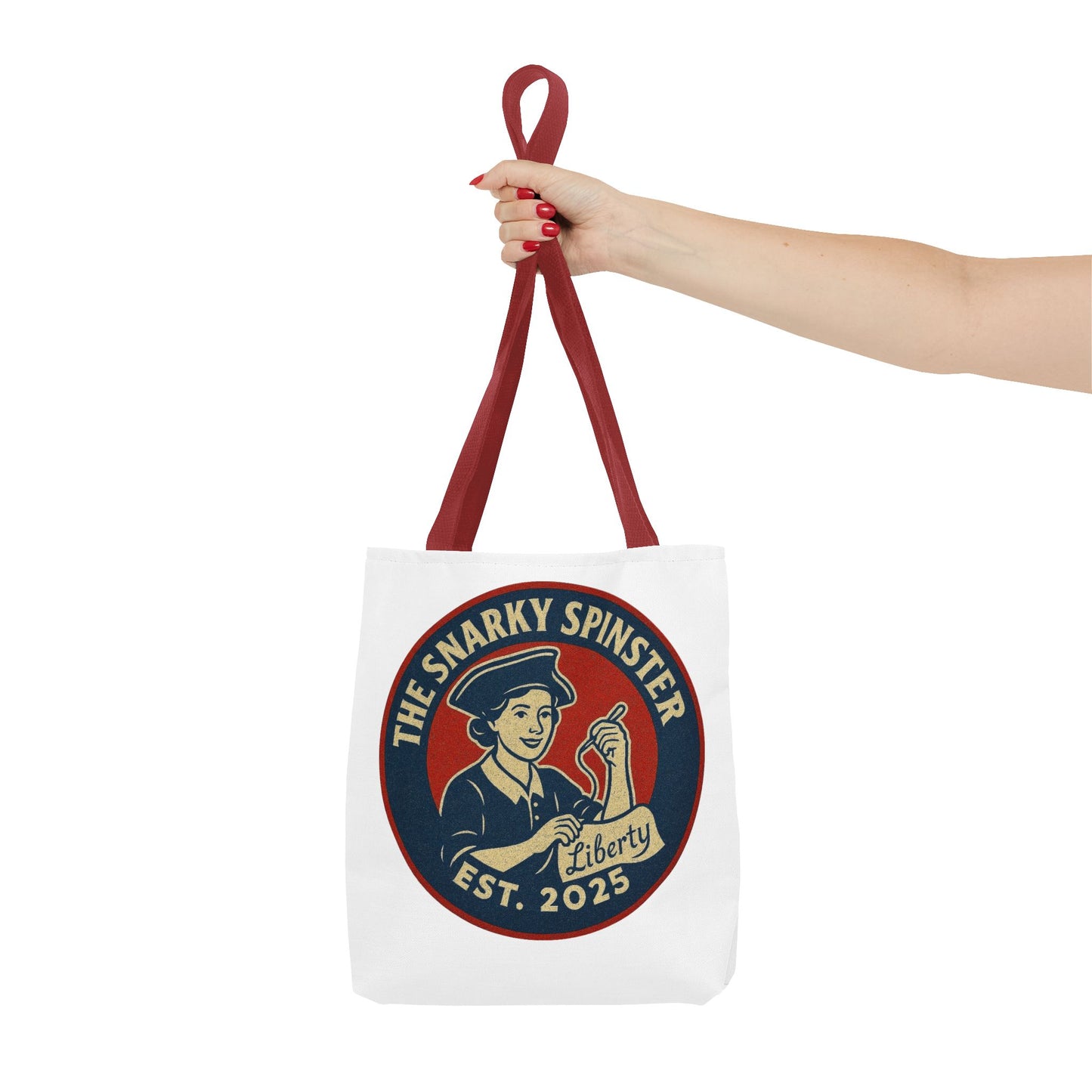The Liberty Snarky Spinster Tote Bag - Fun Grocery Bag, Gift for Feminists, Retro Style, Sustainability, Everyday Use