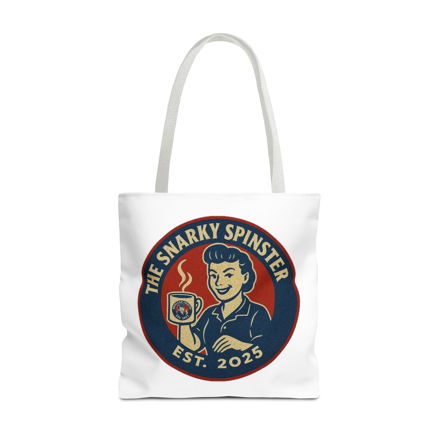 Coffee Crazed Snarky Spinster Tote Bag - Fun Grocery Bag, Gift for Feminists, Retro Style, Sustainability, Everyday Use