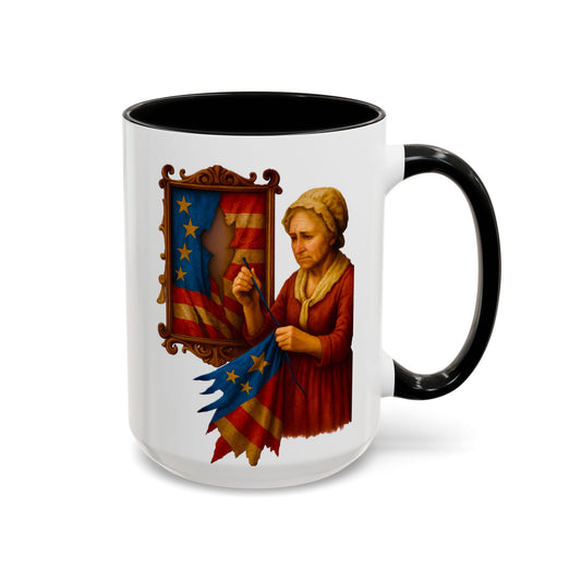 Heritage-Inspired Accent Coffee Mug, Vintage Decor Mug, Patriotic Coffee Cup, Americana Gift, Old Woman Art Mug
