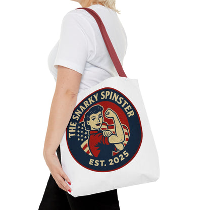 Patriotic Snarky Spinster Tote Bag - Fun Grocery Bag, Gift for Feminists, Retro Style, Sustainability, Everyday Use