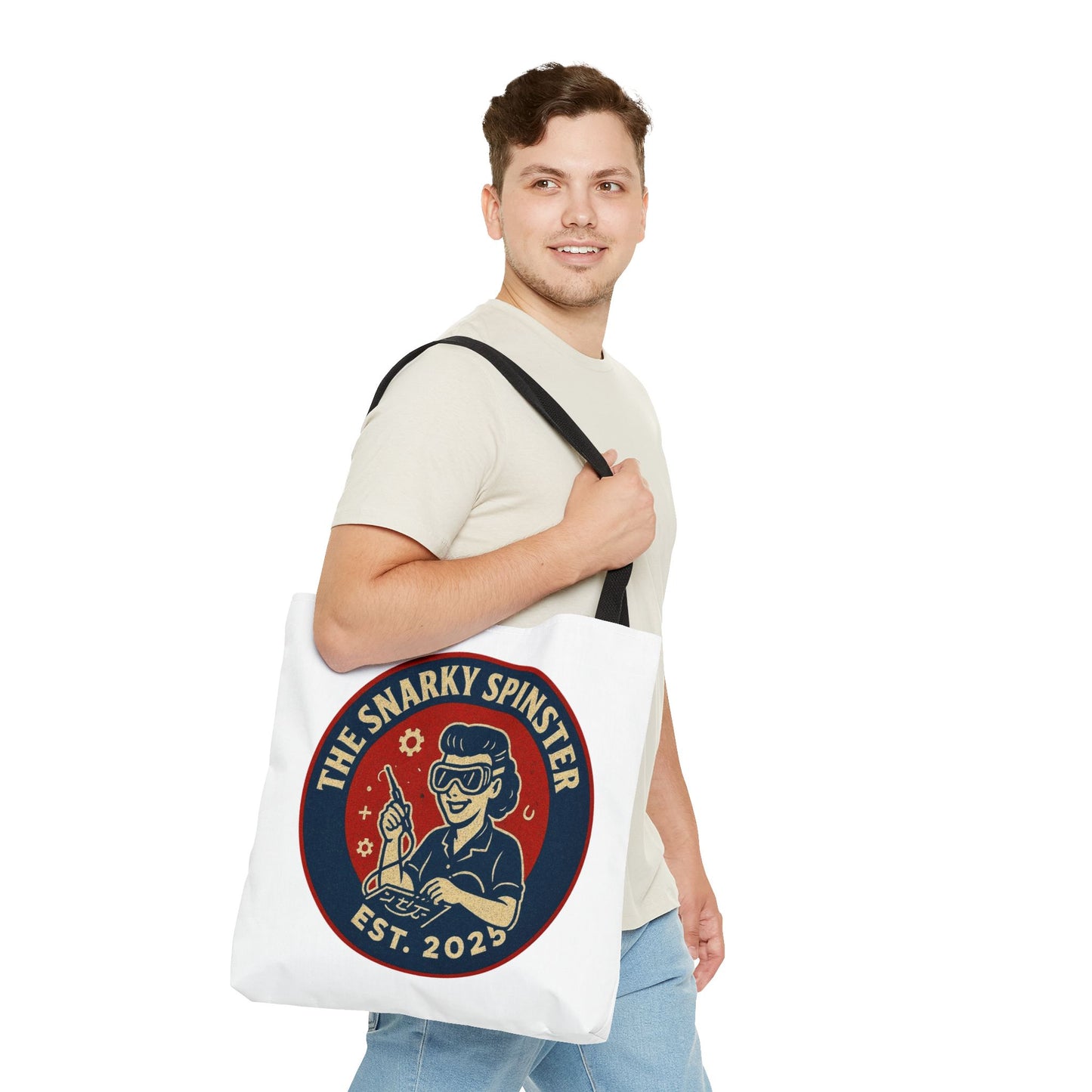 Tech Queen Snarky Spinster Tote Bag - Fun Grocery Bag, Gift for Feminists, Retro Style, Sustainability, Everyday Use