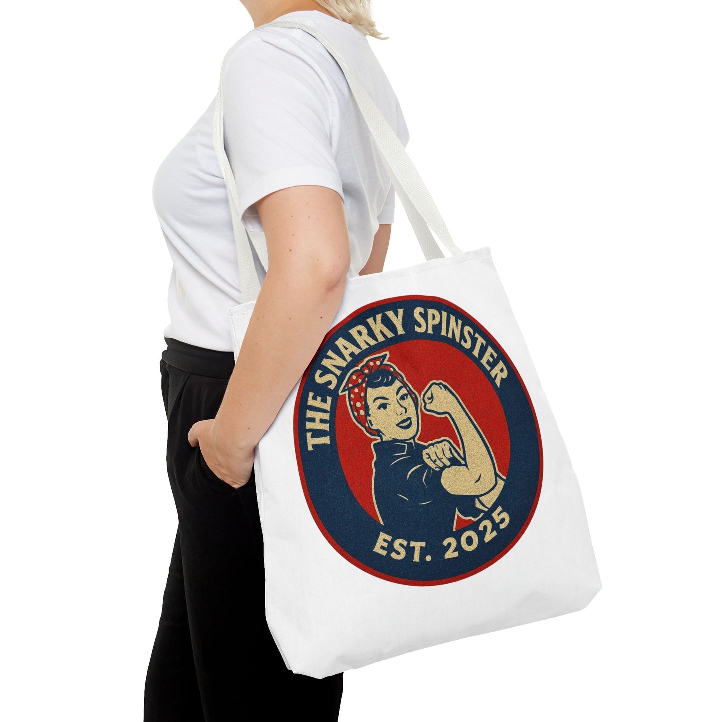 Rosie the Snarky Spinster Tote Bag - Fun Grocery Bag, Gift for Feminists, Retro Style, Sustainability, Everyday Use
