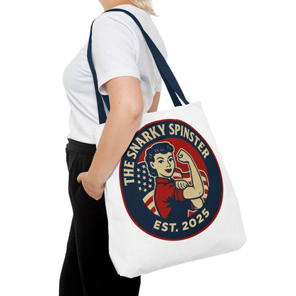 Patriotic Snarky Spinster Tote Bag - Fun Grocery Bag, Gift for Feminists, Retro Style, Sustainability, Everyday Use