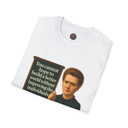 Unisex Softstyle T-Shirt - Madame Curie, Inspirational Tee, Gift for Activists, Comfortable Everyday Wear, Perfect for Celebrations