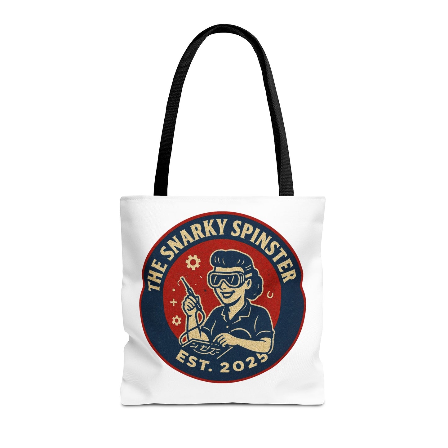 Tech Queen Snarky Spinster Tote Bag - Fun Grocery Bag, Gift for Feminists, Retro Style, Sustainability, Everyday Use